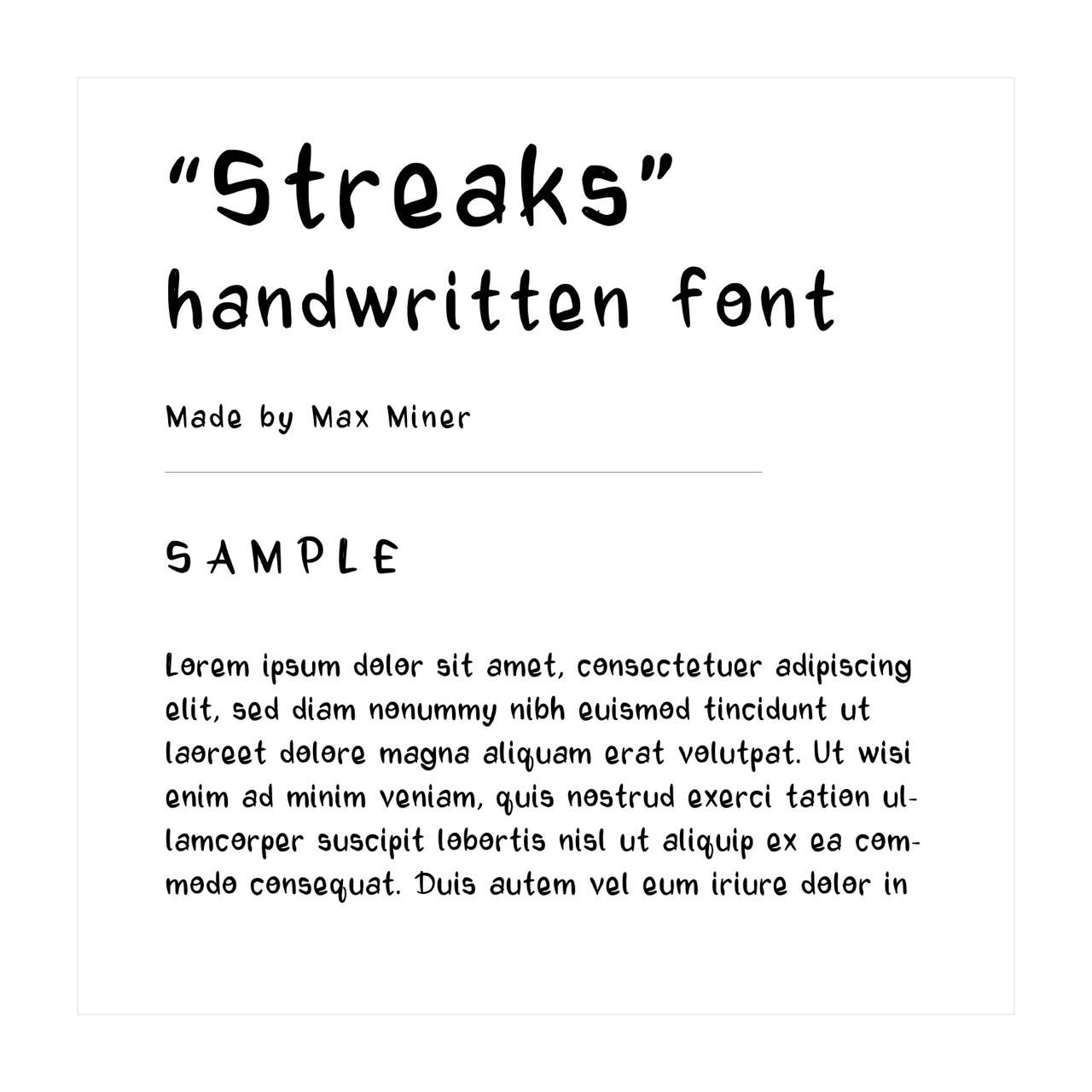 Streaks — casual, slightly condensed handwritten font
