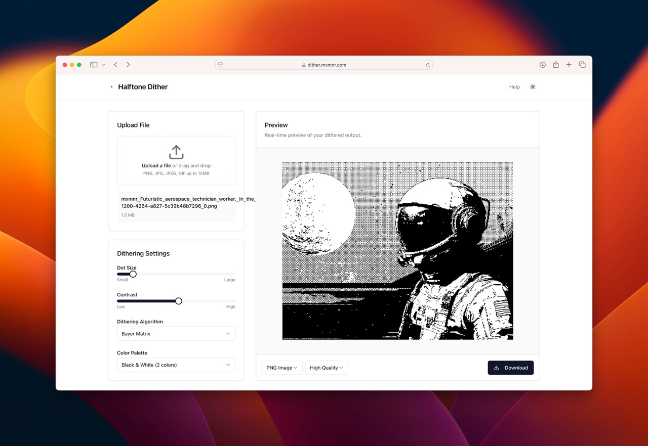Halftone dither app